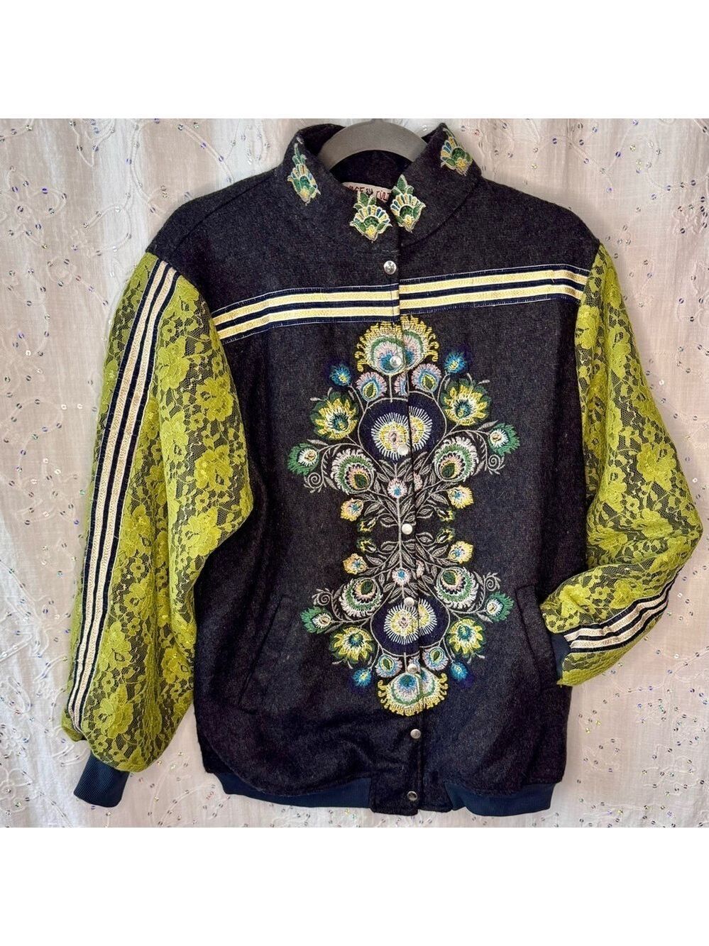 Savage Culture “Saratov” Embroidered Wool-Blend Bomber Jacket – Size Small